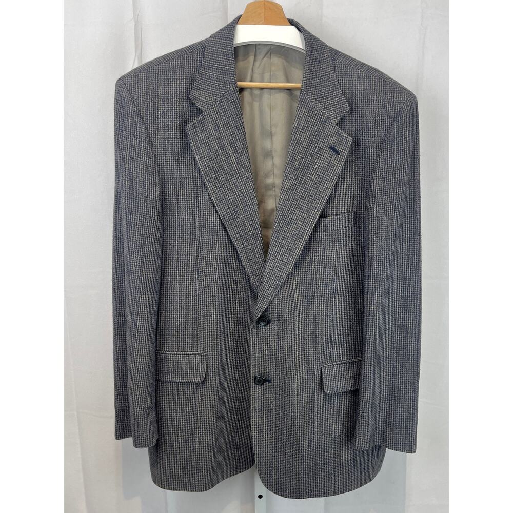 RBM Mens Silk Suit Jacket Sport Coat Two Button Lined Textured Gray Size 44R